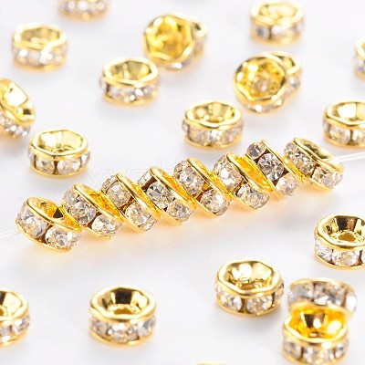 Brass Grade A Rhinestone Spacer Beads RSB035NF-01G-1