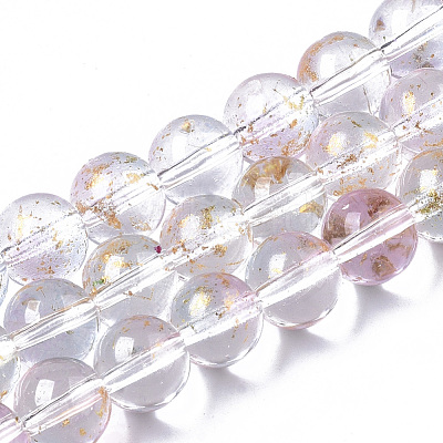 Transparent Spray Painted Glass Bead Strands GLAA-N035-03C-B07-1