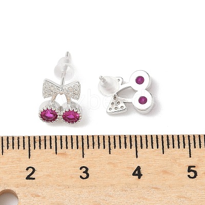 925 Sterling Silver Micro Pave Cubic Zirconia Stud Earrings EJEW-B144-02S-1