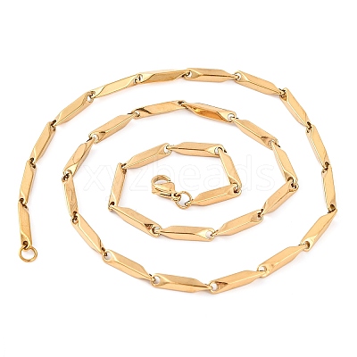 304 Stainless Steel Rectangle Link Chain Necklaces for Women NJEW-G140-05G-1