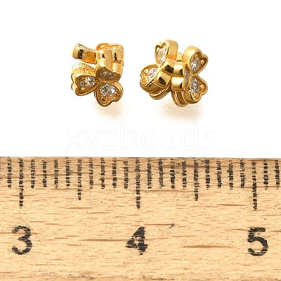 925 Sterling Silver Micro Pave Clear Cubic Zirconia Beads STER-B006-21G-1