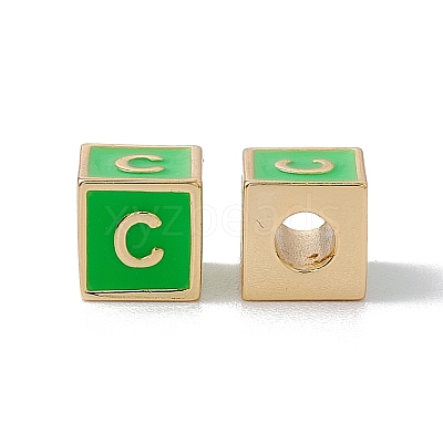 Rack Plating Brass Enamel Beads KK-B060-04G-02C-1