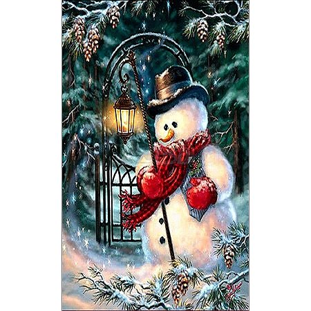 DIY Christmas Snowman Rectangle Diamond Painting Kit XMAS-PW0001-157C-1