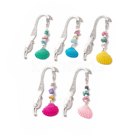 Spray Painted Sea Shell Pendants Bookmarks AJEW-JK00214-1