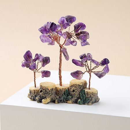 Natural Amethyst Chips Tree of Life Decorations TREE-PW0003-23F-1