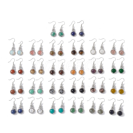 Gemstone Gourd Dangle Earrings with Crystal Rhinestone EJEW-A092-04P-1