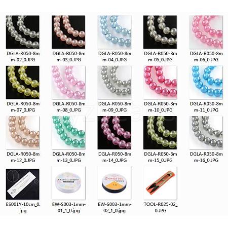 DIY Transparent Spray Painted Glass Round Beads Stretch Bracelets Making Kits DIY-FH0001-026-1