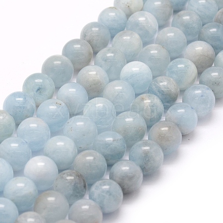 Natural Aquamarine Beads Strands G-P335-01-8mm-1