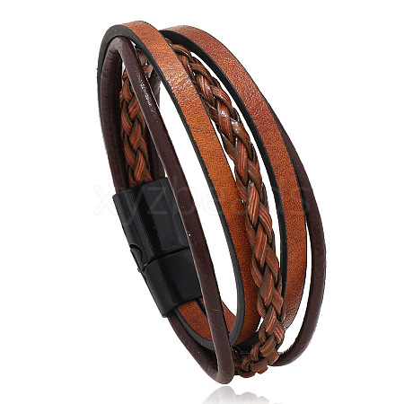 Retro Minimalist Leather Magnetic Clasp Bracelet for Men - Trendy European and American Style Jewelry ST8093326-1