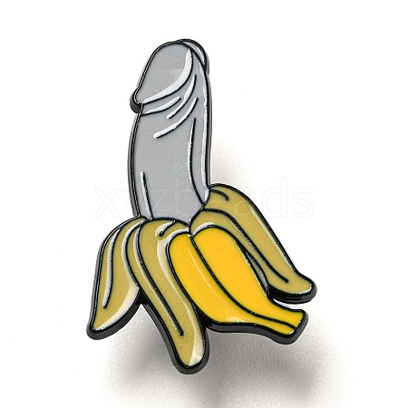 Banana Alloy Enamel Pin Broochs X-AJEW-Z023-11EB-1