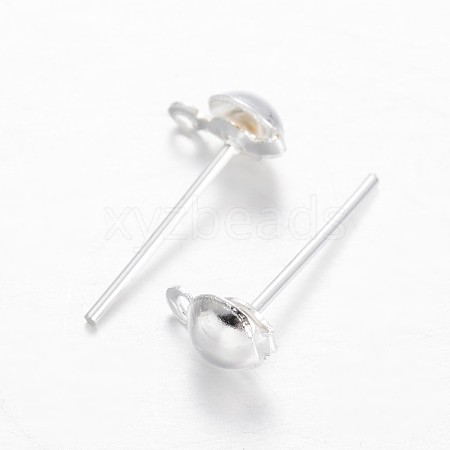 Brass Stud Earring Findings KK-F371-34S-1