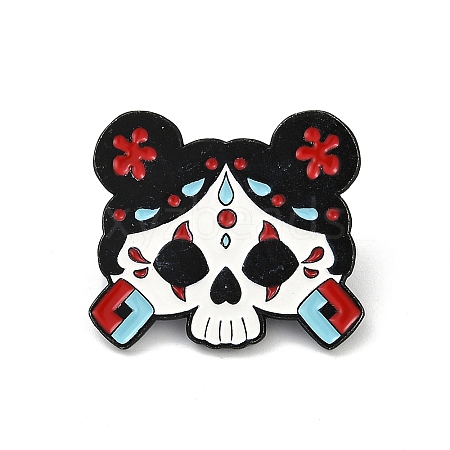 Day of the Dead Sugar Skull Enamel Pins JEWB-R001-03EB-01-1