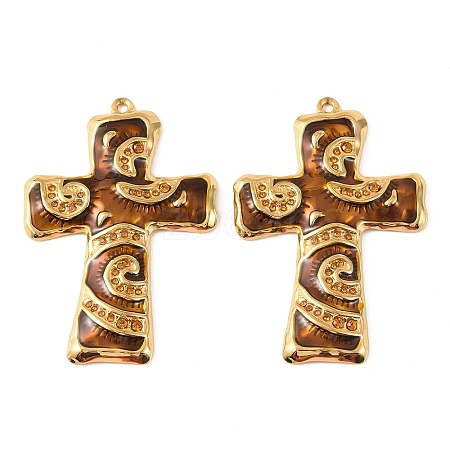 304 Stainless Steel Enamel Rhinestone Big Pendants STAS-L314-09G-02-1