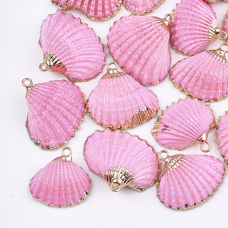 Spray Paint & Electroplate Sea Shell Pendants SSHEL-S262-08H-1