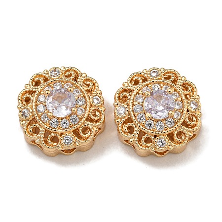 Brass Micro Pave Cubic Zirconia Beads KK-U037-29G-04-1