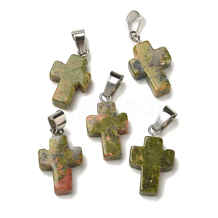 Natural Unakite Pendants G-Z067-04P-06-1