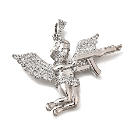 Brass Micro Pave Cubic Zirconia Pendants KK-Z125-01P-1