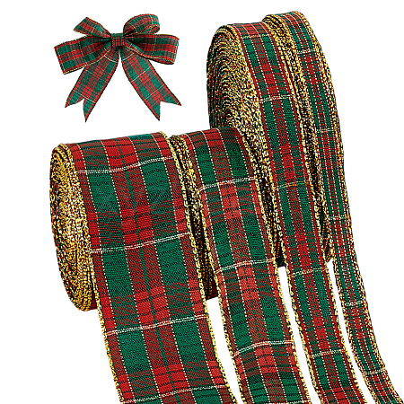 Red and Green Checkered Christmas Polycotton Ribbon OCOR-PH0005-70-1