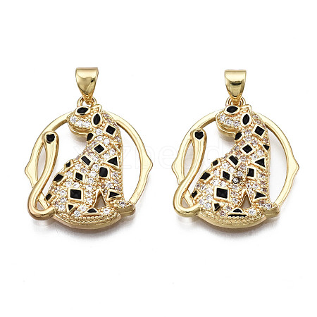 Brass Micro Pave Clear Cubic Zirconia Pendants KK-Q769-026-NF-1