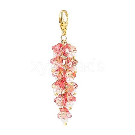 Trumpet Flower Glass Pendant Decorations HJEW-JM00800-03-1