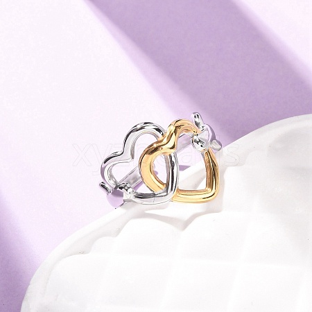 304 Stainless Steel Open Cuff Rings for Women RJEW-K321-01D-1