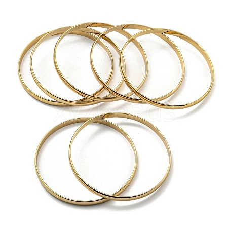 7Pcs PVD Vacuum Plating 202 Stainless Steel Plain Flat Ring Bangle Sets BJEW-M317-14A-G-1