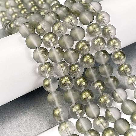 Frosted Transparent Glass Bead Strands GLAA-P065-10mm-12-1