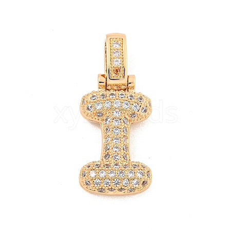 Brass Micro Pave Clear Cubic Zirconia Pendants KK-B099-01G-I-1