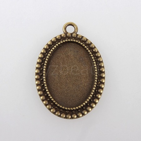 Vintage Tibetan Style Alloy Pendant Cabochon Bezel Settings TIBEP-M018-105AB-NF-1