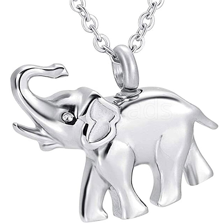 Stainless Steel Elephant Pendant Urn Ashes Necklaces PW-WG7E14C-01-1