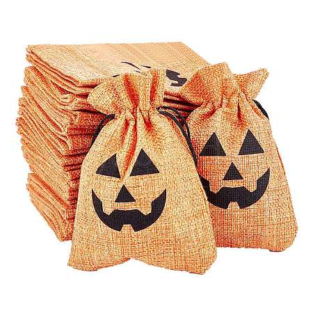 Polyester Imitation Burlap Packing Pouches Drawstring Bags ABAG-PH0002-49-1