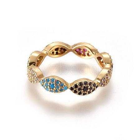 Brass Micro Pave Cubic Zirconia Finger Rings RJEW-L086-05G-1