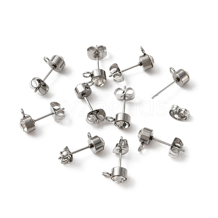 304 Stainless Steel Stud Earrings Findings STAS-WH0029-44C-P-1