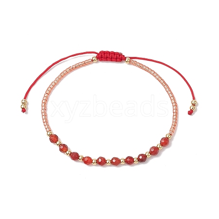 Natural Agate Braided Beaded Bracelets BJEW-JB11420-06-1