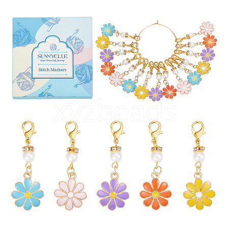 SUNNYCLUE Flower Alloy Enamel Pendant Decoration Sets DIY-SC0021-24-1