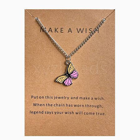 Bohemian Alloy Enamel Butterfly Pendant Necklaces for Women WG0CAA2-07-1