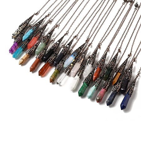 Mixed Gemstone/Glass Dowsing Pendulum Big Pendants G-H285-06R-1