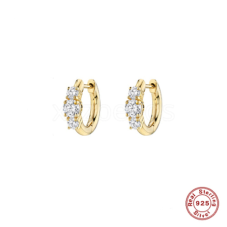 Real 18K Gold Plated 925 Sterling Silver Micro Pave Cubic Zirconia Hoop Earrings TH4418-1-1