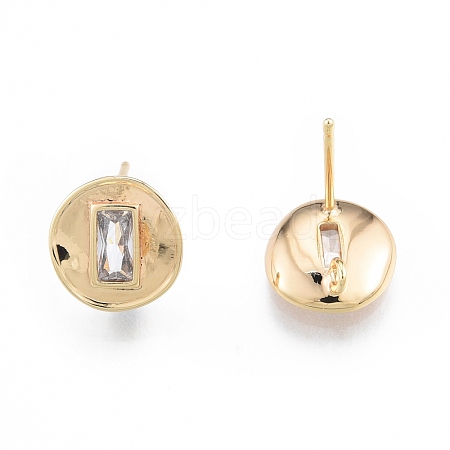 Brass Micro Pave Cubic Zirconia Stud Earring Finding KK-F841-13G-1