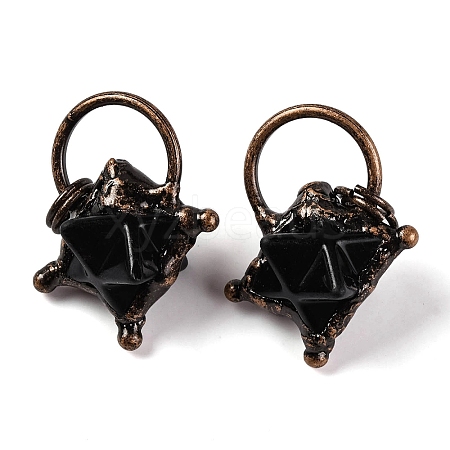 Natural Obsidian Merkaba Star Pendants G-C144-02R-05-1