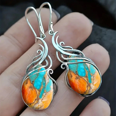Bohemian Style Alloy Resin Dangle Earrings FS-WGDB4B9-01-1