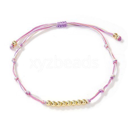 Brass Round Beads Braided Bead Bracelets AZ5003-8-1