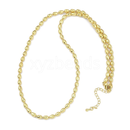 Rack Plating Brass Textured Teardrop Link Chain Necklaces for Women NJEW-K382-08G-1