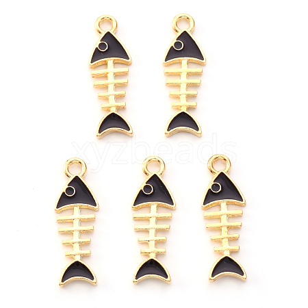 Light Gold Plated Alloy Enamel Pendants ENAM-R136-14B-1