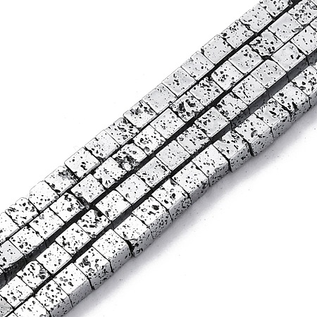 Electroplated Natural Lava Rock Beads Strands G-A256-B01-01C-1