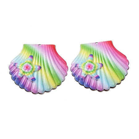 Rainbow Color Printed Iron Pendants RN-CBA3547-01A-1