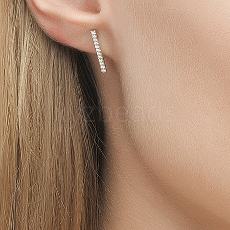 S925 Sterling Silver Geometric Stick Stud Earrings for Men and Women NX0186-1