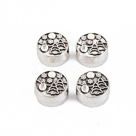 Tibetan Style Alloy European Beads Settings for Enamel TIBEB-N007-027-1