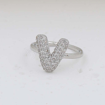 Brass Micro Pave Clear Cubic Zirconia Cuff Rings FS-WG17FF6-22-1