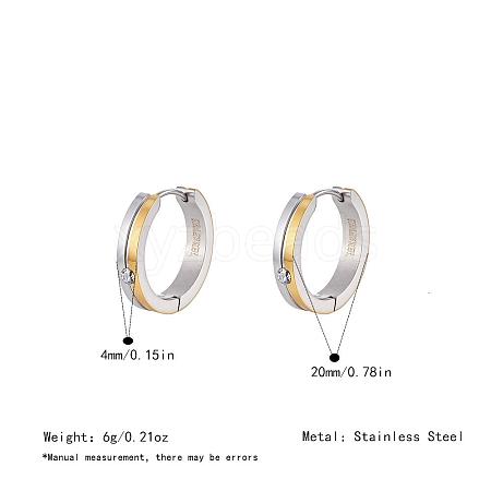 Two Tone 304 Stainless Steel Rhinestone Hoop Earrings for Women OJ2357-1-1